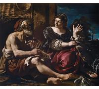 ARToPHIIU Stampe Quadri Poster su Tela Pittura Dipinto su Tela Classico Erminia e la Shepherda del Guercino per la Decorazione Della Parete 60x90cm