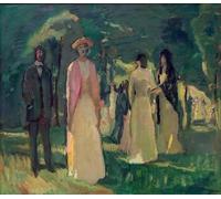 ARToPHIIU Stampe Quadri Poster su Tela Pittura Dipinto su Tela Classico Festa dei giardini di Albert Weisgerber per la Decorazione Della Parete 60x90cm