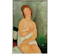 ARToPHIIU Stampe Quadri Poster su Tela Pittura Dipinto su Tela Classico Giovane donna seduta di Amedeo Modigliani per la Decorazione Della Parete 60x90cm