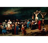 ARToPHIIU Stampe Quadri Poster su Tela Pittura Dipinto su Tela Classico Golgota di Mihály Munkácsy per la Decorazione Della Parete 60x90cm