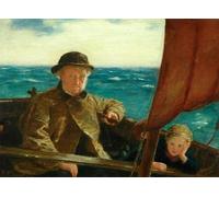 ARToPHIIU Stampe Quadri Poster su Tela Pittura Dipinto su Tela Classico Il padre è al timone di William Mctaggart per la Decorazione Della Parete 60x90cm