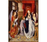 ARToPHIIU Stampe Quadri Poster su Tela Pittura Dipinto su Tela Classico l'Annunciazione di Hans Memling per la Decorazione Della Parete 60x90cm