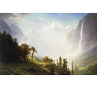 ARToPHIIU Stampe Quadri Poster su Tela Pittura Dipinto su Tela Classico Maestà delle montagne di Albert Bierstadt per la Decorazione Della Parete 60x90cm