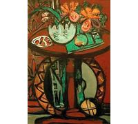 ARToPHIIU Stampe Quadri Poster su Tela Pittura Dipinto su Tela Classico Natura morta con orchidee rosa arancio di Max Beckmann per la Decorazione Della Parete 60x90cm