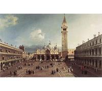 ARToPHIIU Stampe Quadri Poster su Tela Pittura Dipinto su Tela Classico Piazza San Marco con la Basilica Canaletto per la Decorazione Della Parete 60x90cm