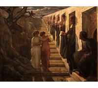 ARToPHIIU Stampe Quadri Poster su Tela Pittura Dipinto su Tela Classico Poesia del cattivo sentiero anima di Louis Janmot per la Decorazione Della Parete 60x90cm