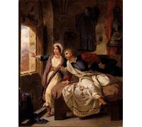 ARToPHIIU Stampe Quadri Poster su Tela Pittura Dipinto su Tela Classico Rebecca e il ferito Ivanhoe di Ferdinandeugene Delacroix per la Decorazione Della Parete 60x90cm