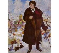ARToPHIIU Stampe Quadri Poster su Tela Pittura Dipinto su Tela Classico Ritratto del cantante lirico russo Feodor Chaliapin di Boris Mikhailovich Kustodiev per la Decorazione Della Parete 60x90cm