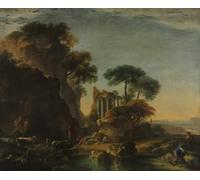 ARToPHIIU Stampe Quadri Poster su Tela Pittura Dipinto su Tela Classico Rovine in un paesaggio di Salvator Rosa per la Decorazione Della Parete 60x90cm