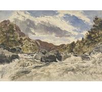 ARToPHIIU Stampe Quadri Poster su Tela Pittura Dipinto su Tela Classico un torrente di montagna di William Muller per la Decorazione Della Parete 60x90cm