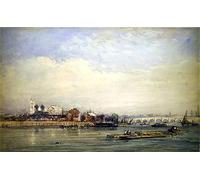 ARToPHIIU Stampe Quadri Poster su Tela Pittura Dipinto su Tela Classico Westminster e il Tamigi dalla di Battersea di David Cox per la Decorazione Della Parete 60x90cm