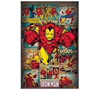 Artopweb EC21927 Marvel Comics Iron Man Retro Decorative Panel, Wood MDF, Multicolour, 60x90 Cm