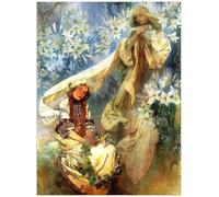 Artopweb EC22148 Mucha Madonna of The Lilies Decorative Panel, Wood MDF, Multicolour, 60x80 Cm