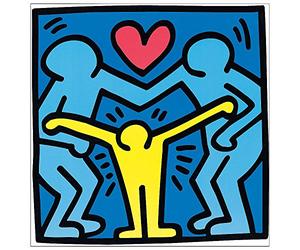 Artopweb TW15930 HARING Untitled 1989 Decorative Panel, Wood MDF, Multicolour, 40x40 Cm