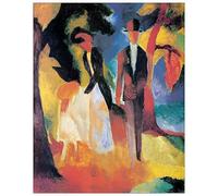 Artopweb TW16541 MACKE Leute Am Blaven See Decorative Panel, Wood MDF, Multicolour, 80x100 Cm
