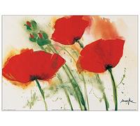 Artopweb TW16655 MARTHE Coquelicots Au Vent I Decorative Panel, Wood MDF, Multicolour, 100x70 Cm