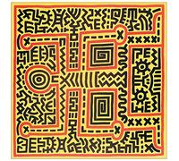 Artopweb TW21662 HARING Untitled 1983 Decorative Panel, Wood MDF, Multicolour, 90x90 Cm