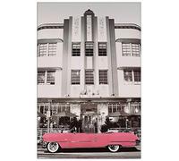 Artopweb TW21896 CADILLAC Pink Cadillac Decorative Panel, Wood MDF, Multicolour, 60x90 Cm