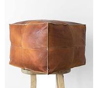 ArtOuarzazate - Pouf quadrato marocchino fatto a mano, confortevole ottomano e poggiapiedi, colore marrone naturale (marrone)