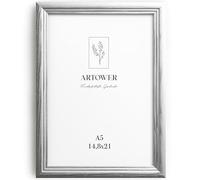 Artower® Cornice Portafoto Vintage Argento Legno per DIN A5 14,8 x 21 cm | Cornice per Poster Grande Collage | Cornice Portafoto Vintage Argento Legno 15x21 cm | Cornice Retro Stretta | Cornice