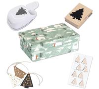 Artoz Set creativo 4 "albero" - Scatola con punzonatrice, timbri, adesivi, ciondoli, per fai da te per inviti, compleanni, Natale, biglietti di auguri, decorazione da tavolo