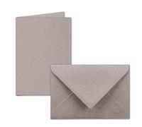 ARTOZ Set di 50 biglietti doppi DIN B6 e buste - incollaggio a umido - Colore: beech (grigio chiaro/marrone chiaro) - serie Greenline