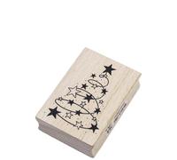 Artoz Timbro in legno - "Albero di Natale con stelle" - 70 x 50 mm - Timbro per fai da te per Natale, inviti, saluti