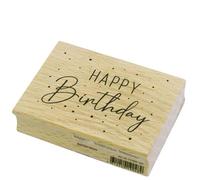 Artoz Timbro in legno - "Happy Birthday dots" - 70 x 50 mm - Timbro per biglietti fai da te per inviti, compleanni, auguri