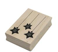 Artoz Timbro in legno - "Stelle pendenti" - 70 x 50 mm - Timbro per fai da te per Natale, inviti, saluti
