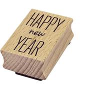 Artoz Timbro in legno - "Happy New Year" - 50 x 35 mm - Timbro per fai da te per Natale, inviti, saluti