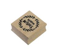 Artoz Timbro - Timbro in legno - "Warm Wishes" - 40 x 40 mm - Timbro per fai da te per Natale, inviti, saluti