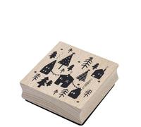 Artoz Timbro - Timbro in legno - "Winterdorf" - 60 x 60 mm - Timbro per fai da te per Natale, inviti, saluti