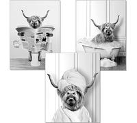 artpin® - Poster per la decorazione del bagno A4, immagini in bianco e nero per WC, decorazione con bue in vasca da bagno, su wc B15