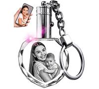 ArtPix 3D Portachiavi personalizzati con luce, cristallo di impronte digitali inciso al laser 2D, accessori per portachiavi