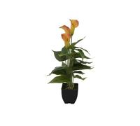 artplants.de Calla Artificiale Jamila, Giallo-Arancio, 40cm | in Vaso, 3 Fiori - Fiori Artificiali in Vaso/Calla Decorativa