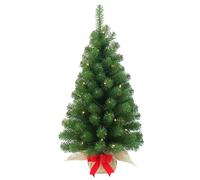 artplants.de Mini Albero di Natale WARSCHAU con LED, Sacco di Iuta, 90cm, Ø 50cm - Albero con luci/Abete di Natale