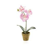 artplants.de Orchidea phalaenopsis Finta Seth in Vaso Decorativo, Rosa, 25cm - Orchidea Artificiale - Fiore di Seta