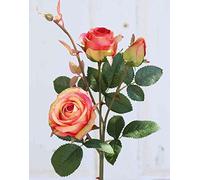 artplants.de Rosa Tessile Delilah, Rosa-Arancione, 55cm, Ø6cm - Ramo di Rosa Artificiale