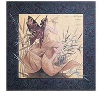 ArtPlaza Alexandre de Riquer-Winged Nymph Blowing Amongst Reeds Pannello Decorativo, Legno MDF, Multicolore, 30x30 Cm