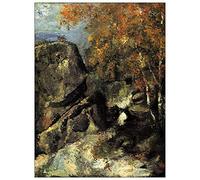 ArtPlaza Cezanne Paul-Rocks in Fountanbleu Forest Pannello Decorativo, Legno MDF, Multicolore, 90 x 120 cm
