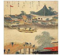 ArtPlaza Hokusai Katsushika-The Shrine Do in Komagata Pannello Decorativo, Legno MDF, Multicolore, 100 x 100 cm