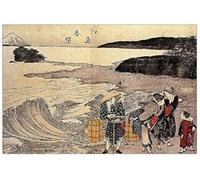 ArtPlaza Hokusai Katsushika Women On The Beach of Enoshima Pannello Decorativo, Legno, Multicolore, 90x60 cm