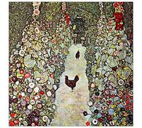 ArtPlaza Klimt Gustav-Garden Path with Chickens Pannello Decorativo, Legno MDF, Multicolore, 70 x 70 cm