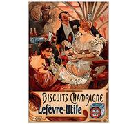 ArtPlaza Mucha Alphonse Buscuits Lefevre-Utile II Pannello Decorativo, Legno, Multicolore, 60x90 cm