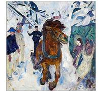 ArtPlaza Munch Edvard Galloping Horse Pannello Decorativo, Legno, Multicolore, 70x70 cm