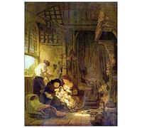 ArtPlaza Rembrandt The Holy Family Pannello Decorativo, Legno, Multicolore, 60x80 cm