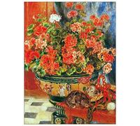 ArtPlaza Renoir Pierre-Auguste Geraniums And Cats Pannello Decorativo, Legno, Multicolore, 60x80 cm