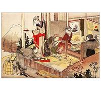 ArtPlaza TW90162 Hokusai Katsushika The studio of Netsuke Decorative Panel, Wood MDF, Multicolour, 135x90 Cm