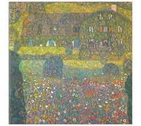 ArtPlaza TW90355 Klimt Gustav House in Attersee Decorative Panel, Wood MDF, Multicolour, 100x100 Cm
