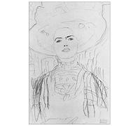 ArtPlaza TW90365 Klimt Gustav Image of a girl with a big hat Decorative Panel, Wood MDF, Multicolour, 60x90 Cm